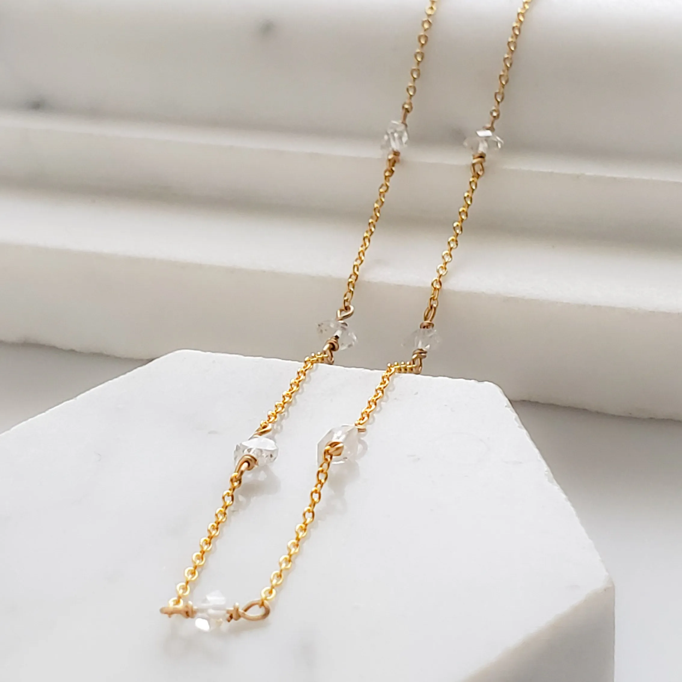 Herkimer Diamond Station Necklace