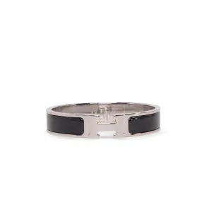 Hermes Black Palladium Plated Enamel Clic H Bracelet