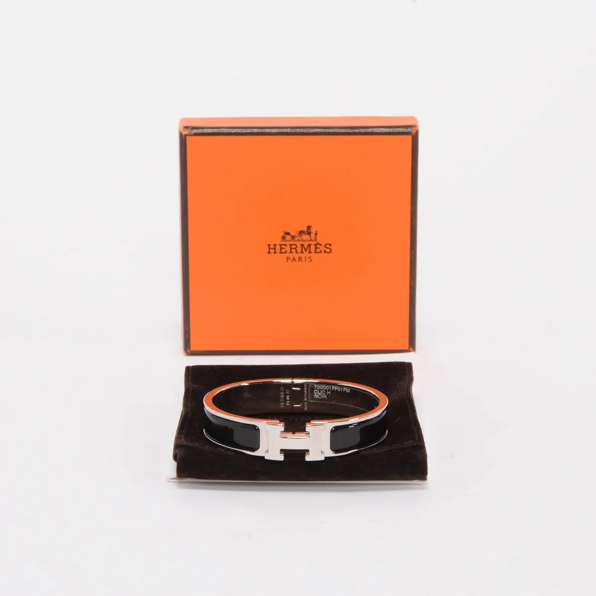 Hermes Black Palladium Plated Enamel Clic H Bracelet