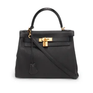 Hermes Black Togo Alligator Touch Kelly 28 GHW