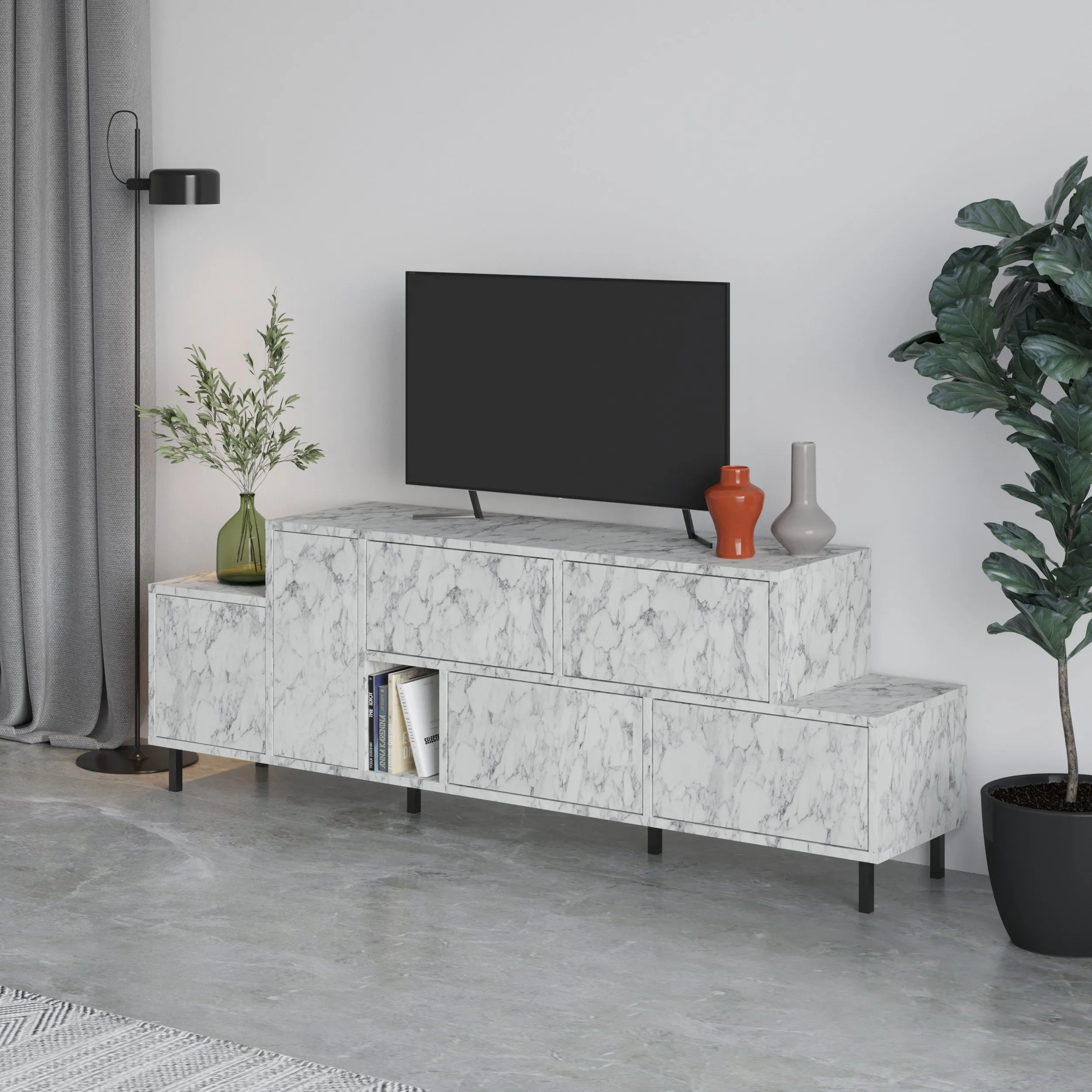 Hermes Modern TV Stand Multimedia Centre With Storage Cabinet 171.2 cm