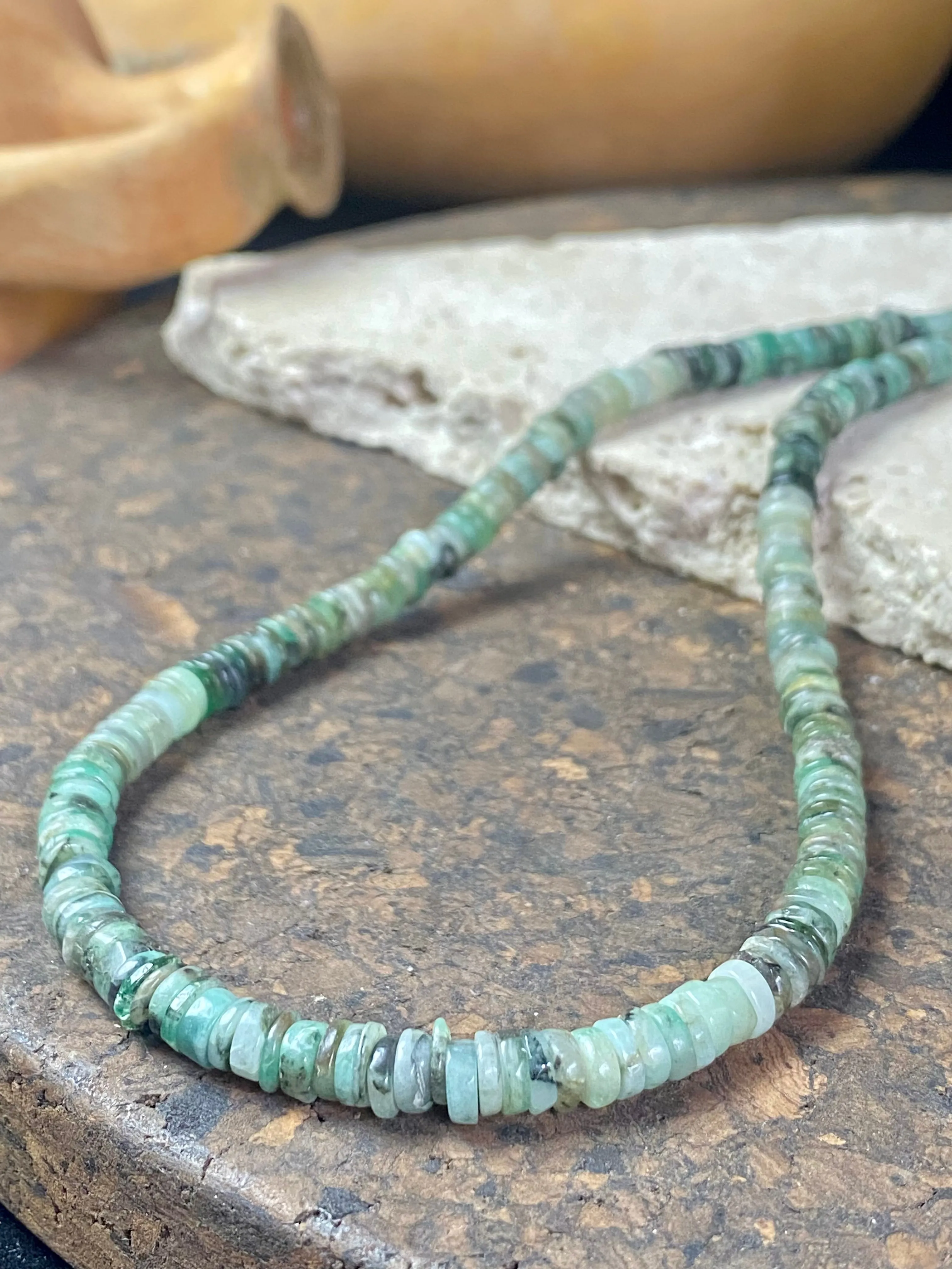 Heshi Cut Emerald Bead Necklace