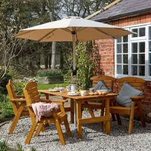 Hetton 4 Seater Wooden Outdoor Dining Set - Round / Oval Table