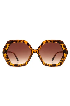 Hexagon Frame Sunglasses - Tortoiseshell