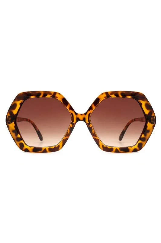 Hexagon Frame Sunglasses - Tortoiseshell