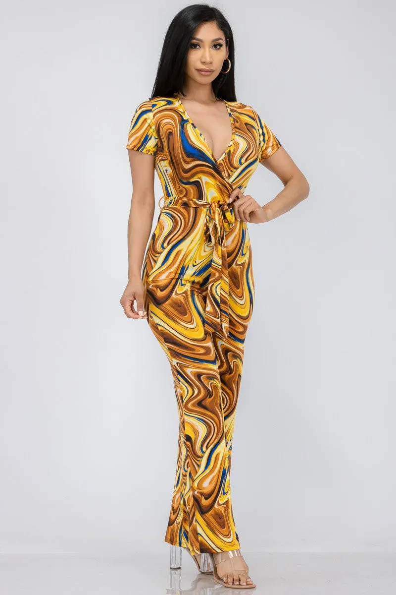 HH557R-MARB - WIDE LEG JUMPSUIT