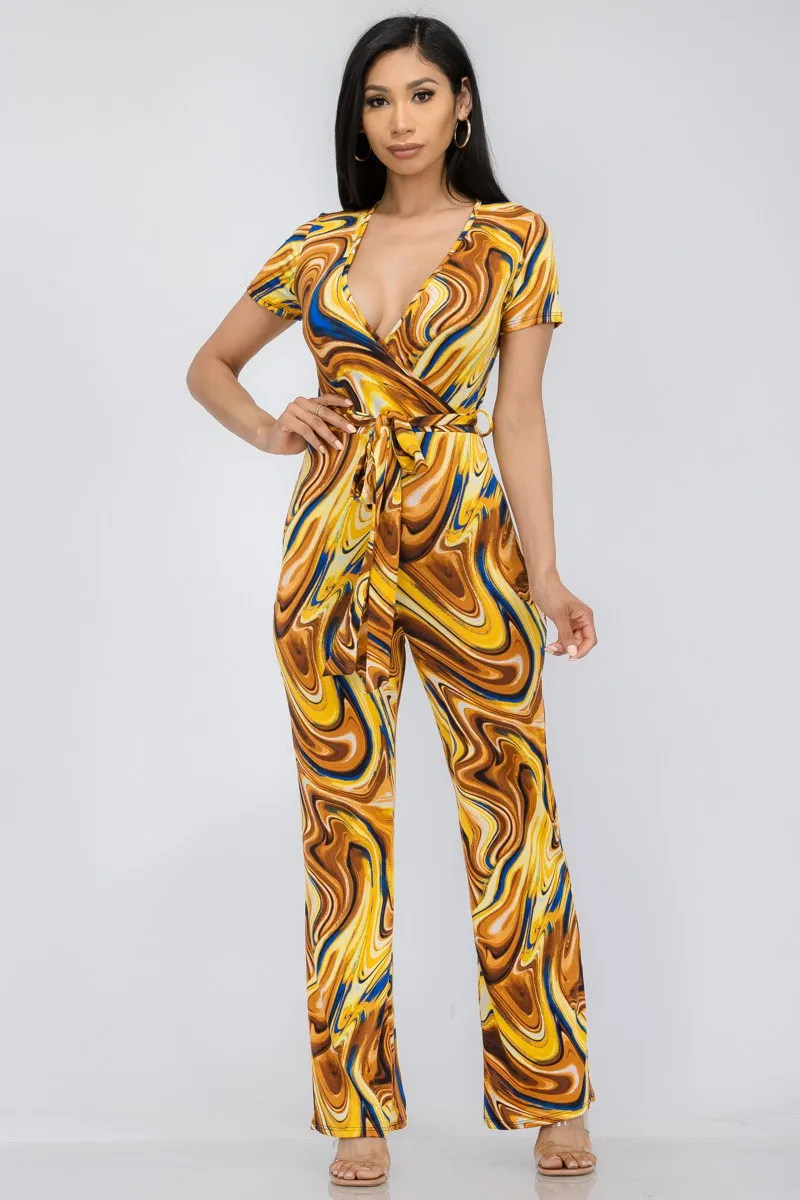 HH557R-MARB - WIDE LEG JUMPSUIT