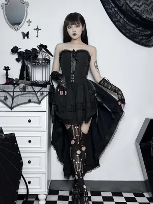 Hi Low Mall Sleeveless Corset Tube Swing Evening Goth Bodycon Lace Formal Trim Outfit