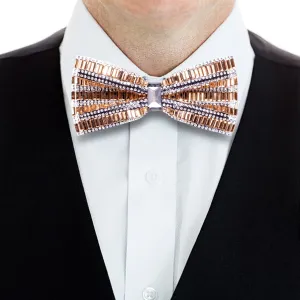 Hi-Tie Brown White Shining Rhinestone Pre-tied Adjustable Mens Bow Tie