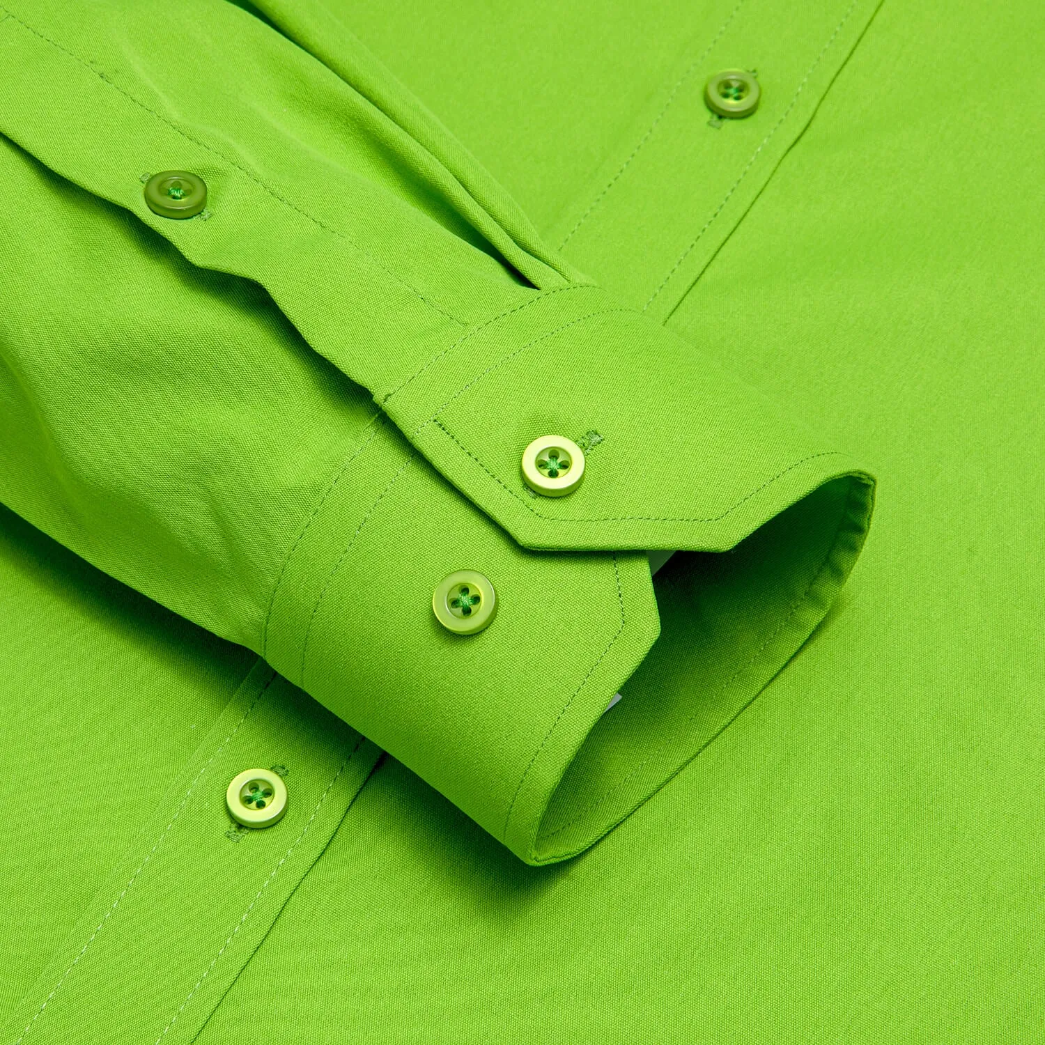 Hi-Tie Long Sleeve Shirt Chartreuse Green Solid Spring Mens Dress Shirt