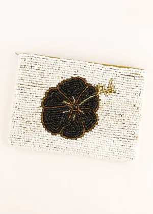 Hibiscus Beaded Coin Bag