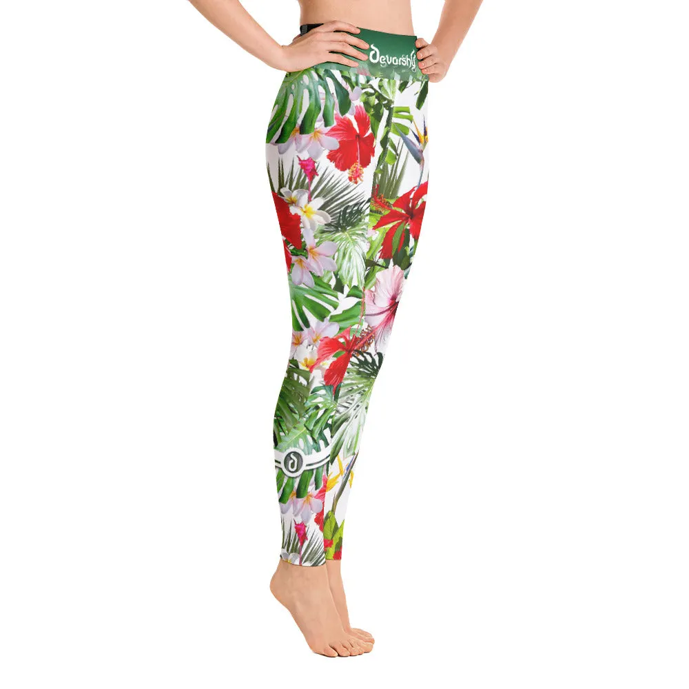 Hibiscus Florals Yoga Leggings Floral Print Leggings High Waist YOGA Leggings, PF - 101017