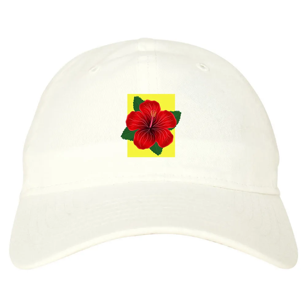 Hibiscus Flower Red Yellow Mens Dad Hat Baseball Cap