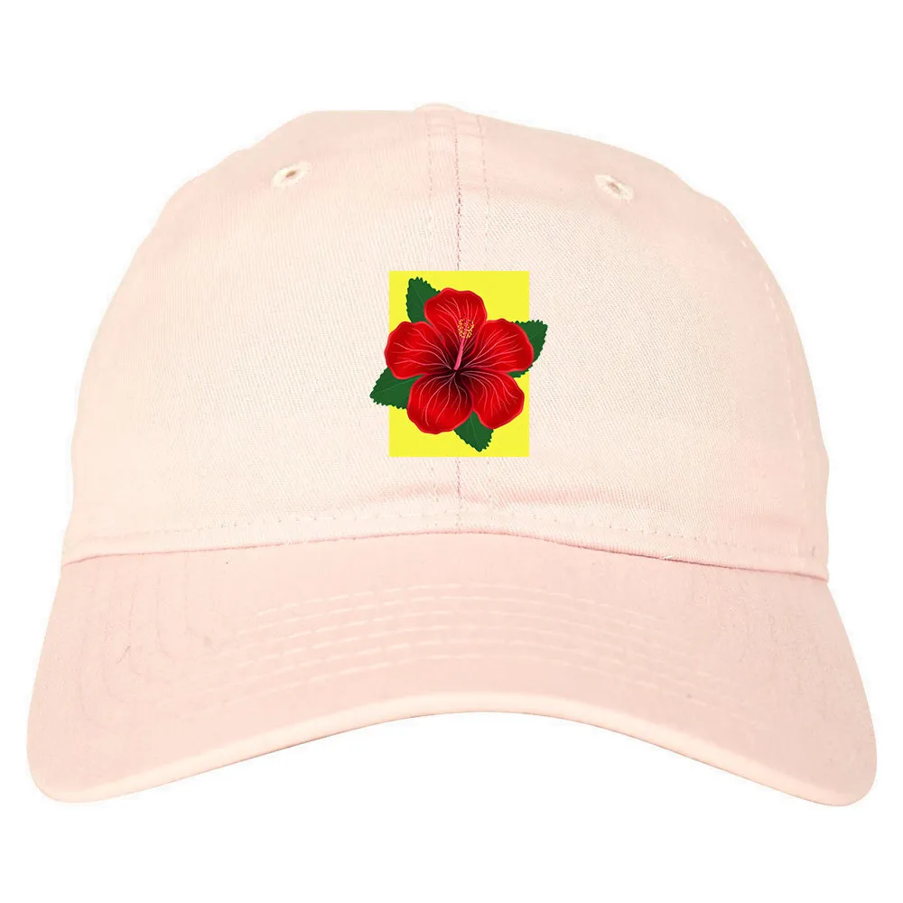 Hibiscus Flower Red Yellow Mens Dad Hat Baseball Cap