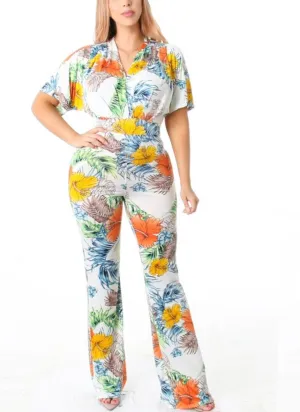 Hibiscus Print Jumpsuit