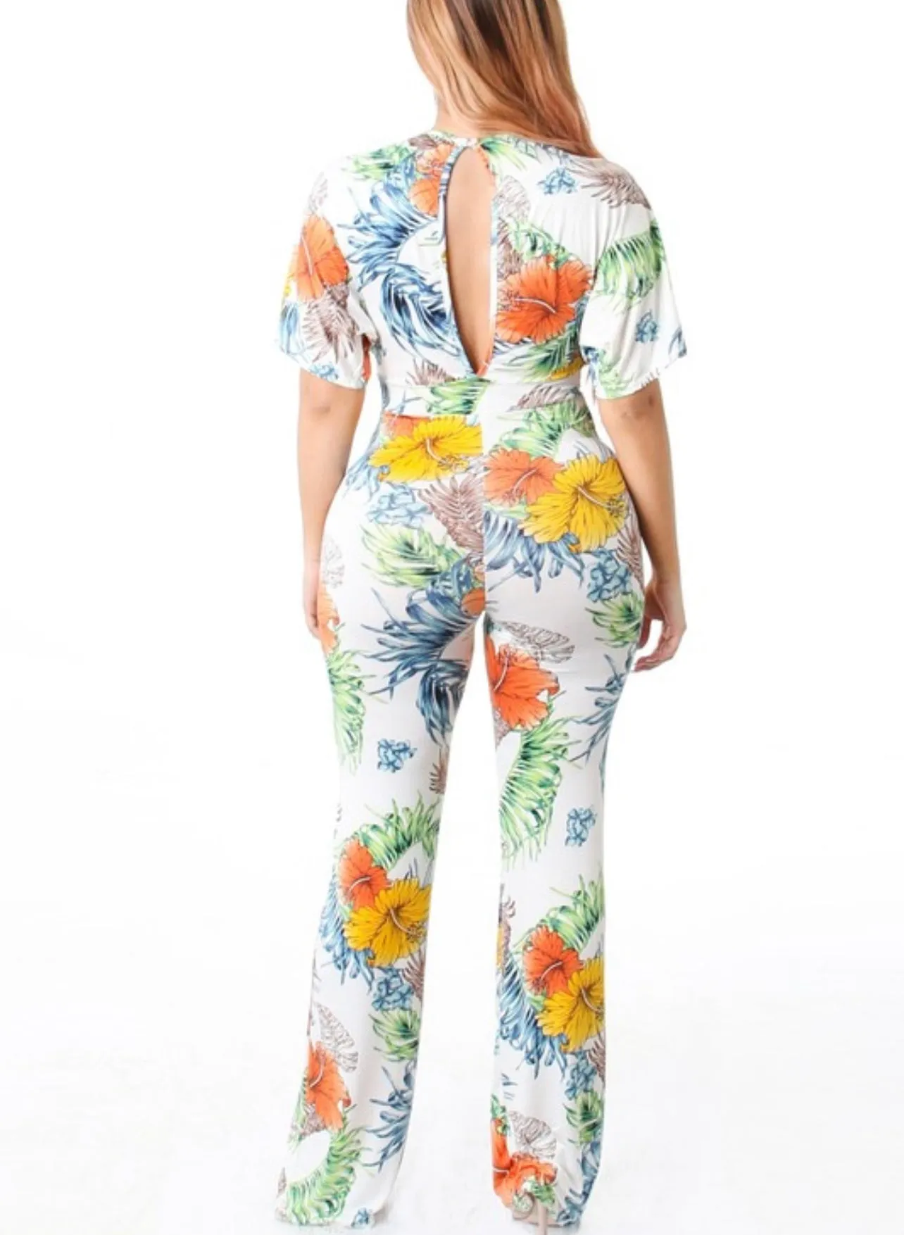 Hibiscus Print Jumpsuit