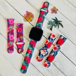 Hibiscus Print Silicone Band For Fitbit Versa 1/2 Multiple Colors Available