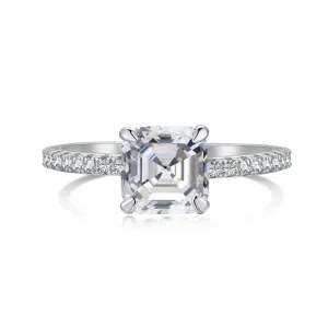 Hidden Halo 2 Carat Asscher Cut Solitaire Engagement Ring