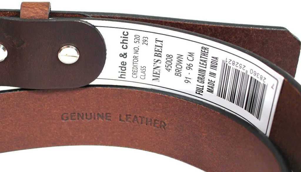 Hide & Chic Genuine Full Grain Leather Men’s Belts. Style: 45008