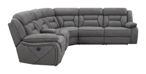 Higgins 4-piece Upholstered Power Sectional Grey