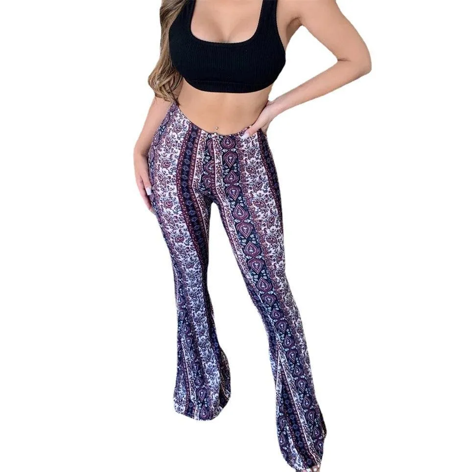 High Elastic Tight Women's Pants Slim Sexy Print Trousers Womens Clothing