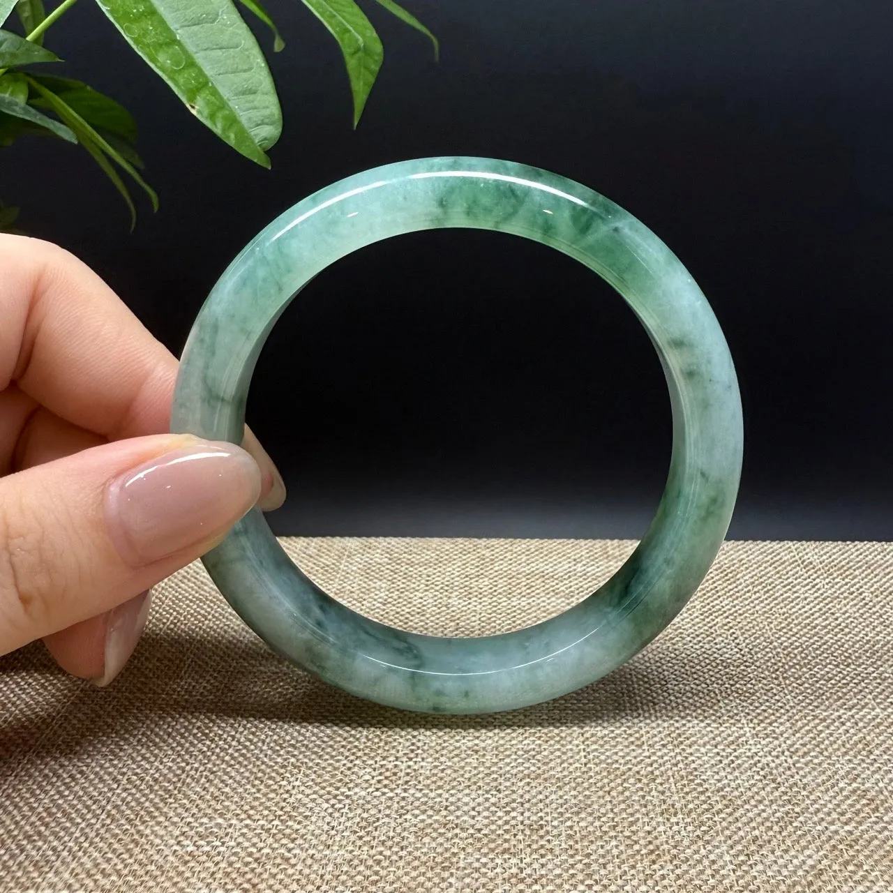 High Genuine Burmese Icy Green Jade Jadeite Bangle Bracelet ( 60.1mm )