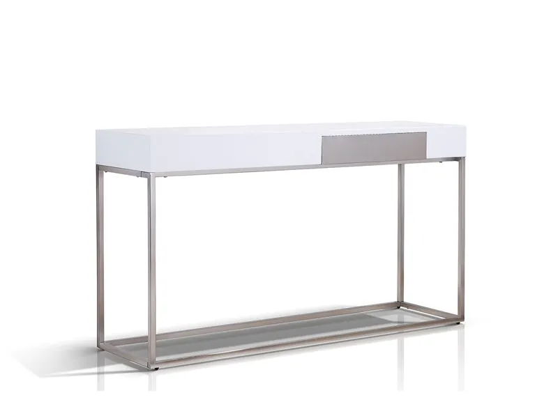 High Gloss White Lacquer console Table. Size: 53 W x 16 D x 30 H  in