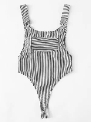 High Leg Striped Swimsuit