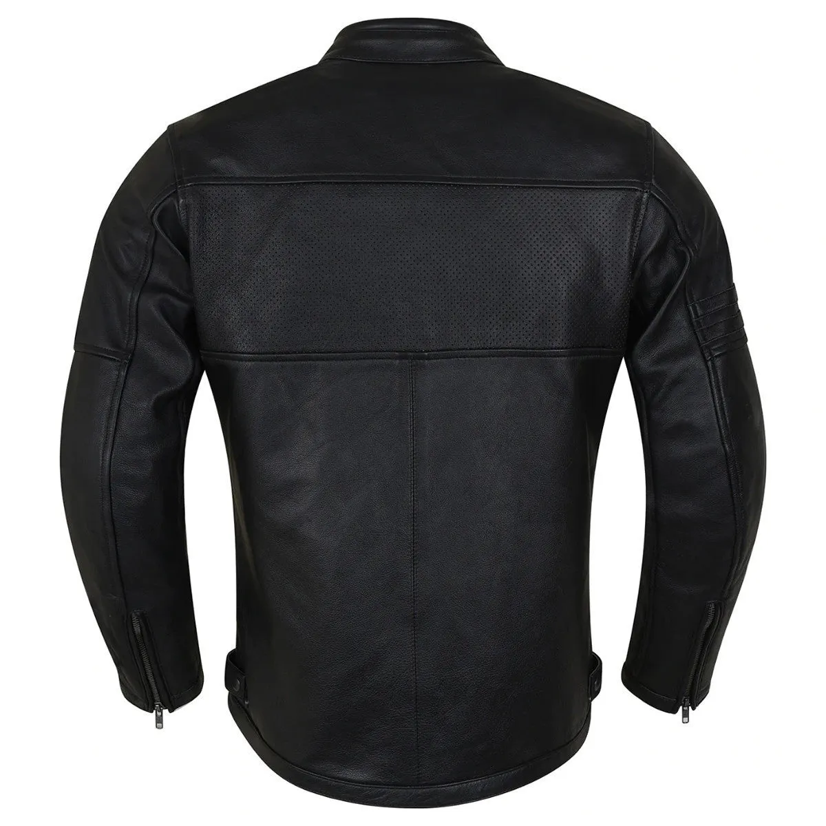 High Mileage Mens Premium Commuter Cafe Racer Motorcycle Leather Jacket with Removeable CE Armor