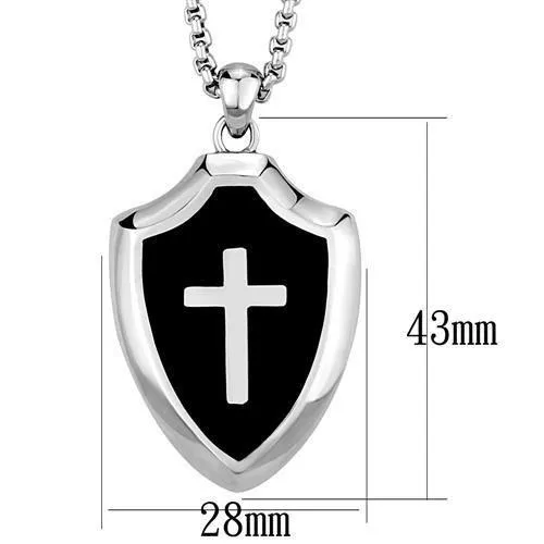 High polished (no plating) Stainless Steel Chain Pendant with Epoxy in Jet for Women Style TK2523