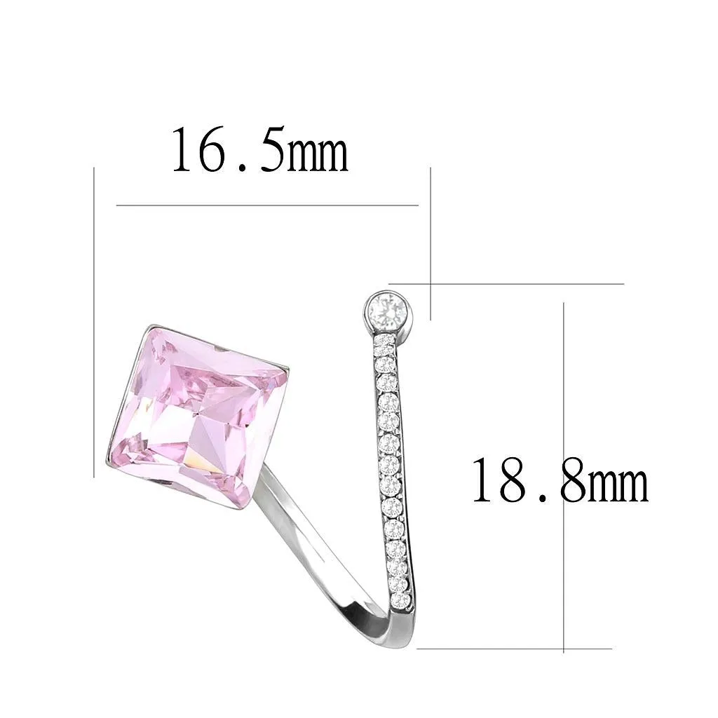 High polished (no plating) Stainless Steel Earrings with Top Grade Crystal in Light Rose for Women Light Rose Stone Color Style DA377