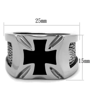 High polished (no plating) Stainless Steel Ring with Epoxy in Jet for Women Style TK2064