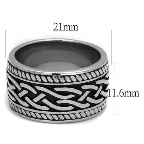 High polished (no plating) Stainless Steel Ring with Epoxy in Jet for Women Style TK2239