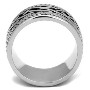 High polished (no plating) Stainless Steel Ring with Epoxy in Jet for Women Style TK2239