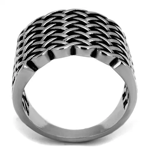 High polished (no plating) Stainless Steel Ring with Epoxy in Jet for Women Style TK2333