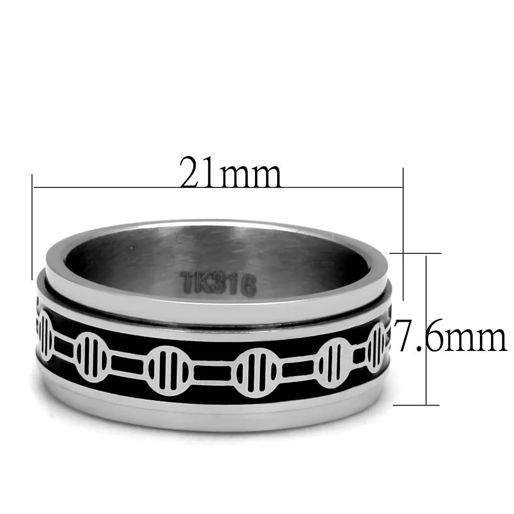 High polished (no plating) Stainless Steel Ring with Epoxy in Jet for Women Style TK2924