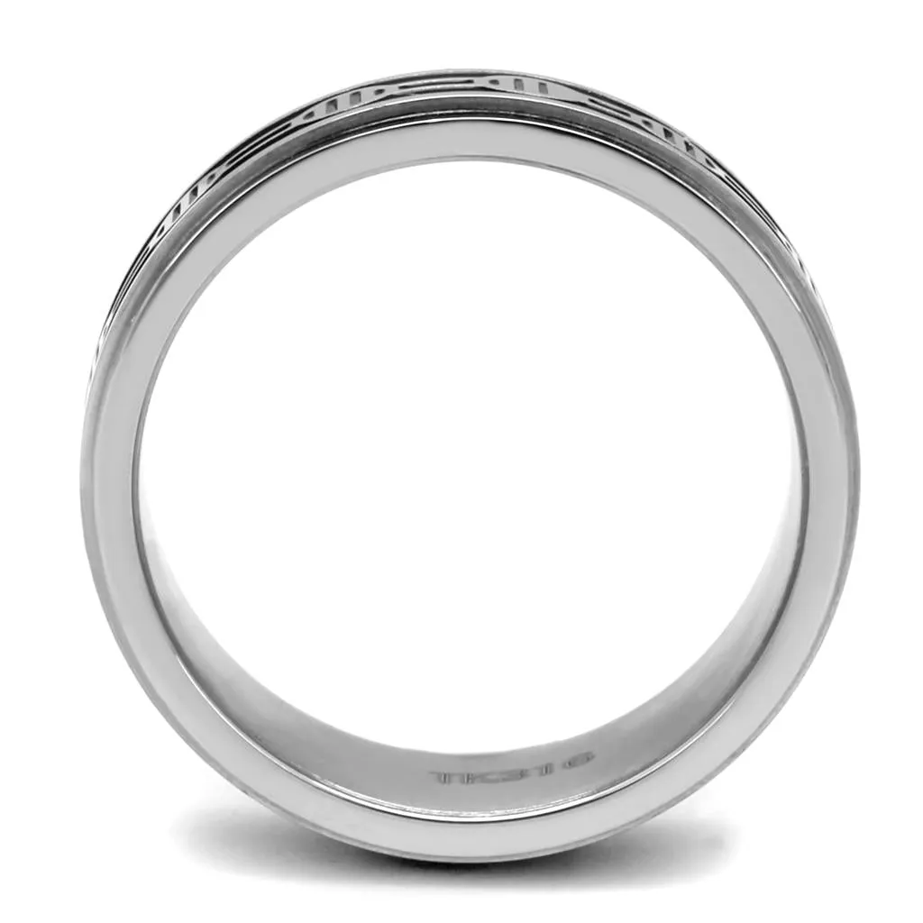 High polished (no plating) Stainless Steel Ring with Epoxy in Jet for Women Style TK2924