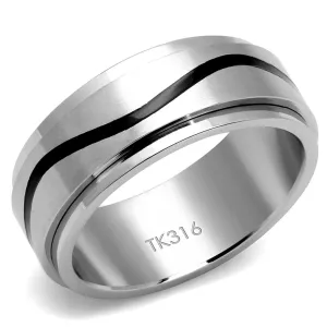 High polished (no plating) Stainless Steel Ring with Epoxy in Jet for Women Style TK2929