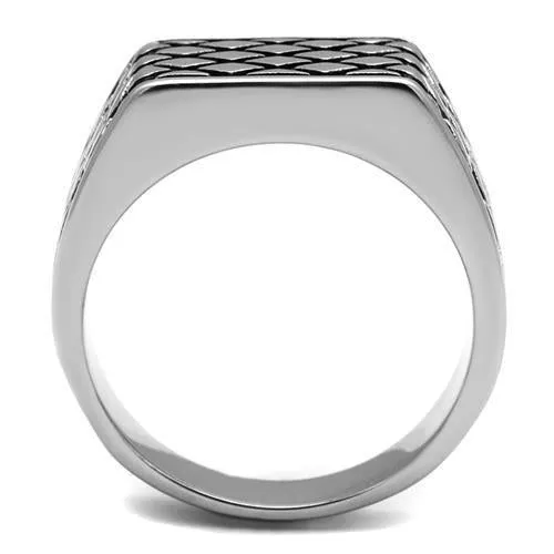 High polished (no plating) Stainless Steel Ring with Epoxy in Jet for Women Style TK3009