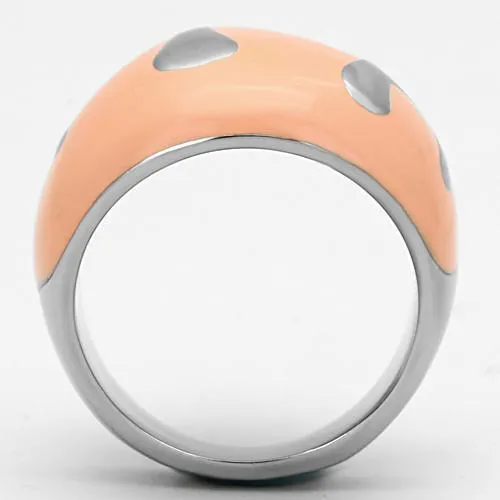 High polished (no plating) Stainless Steel Ring with Epoxy in Orange for Women Style TK802