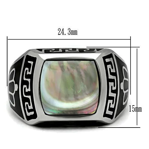 High polished (no plating) Stainless Steel Ring with Precious Stone Conch in Gray for Women Style TK325