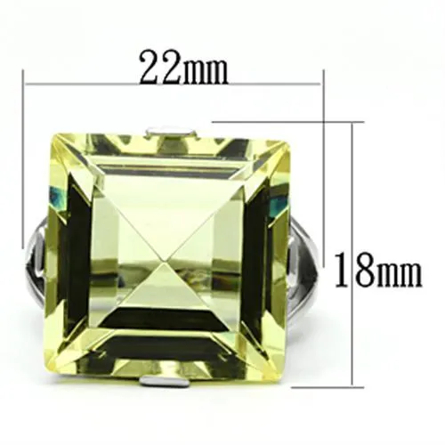 High polished (no plating) Stainless Steel Ring with Top Grade Crystal in Citrine Yellow for Women Style TK649