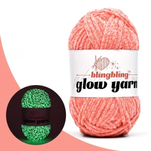 High Quality Blush Pink Glow-in-the-Dark Chenille Yarn