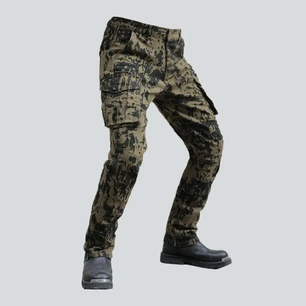 High-quality camouflage biker jeans