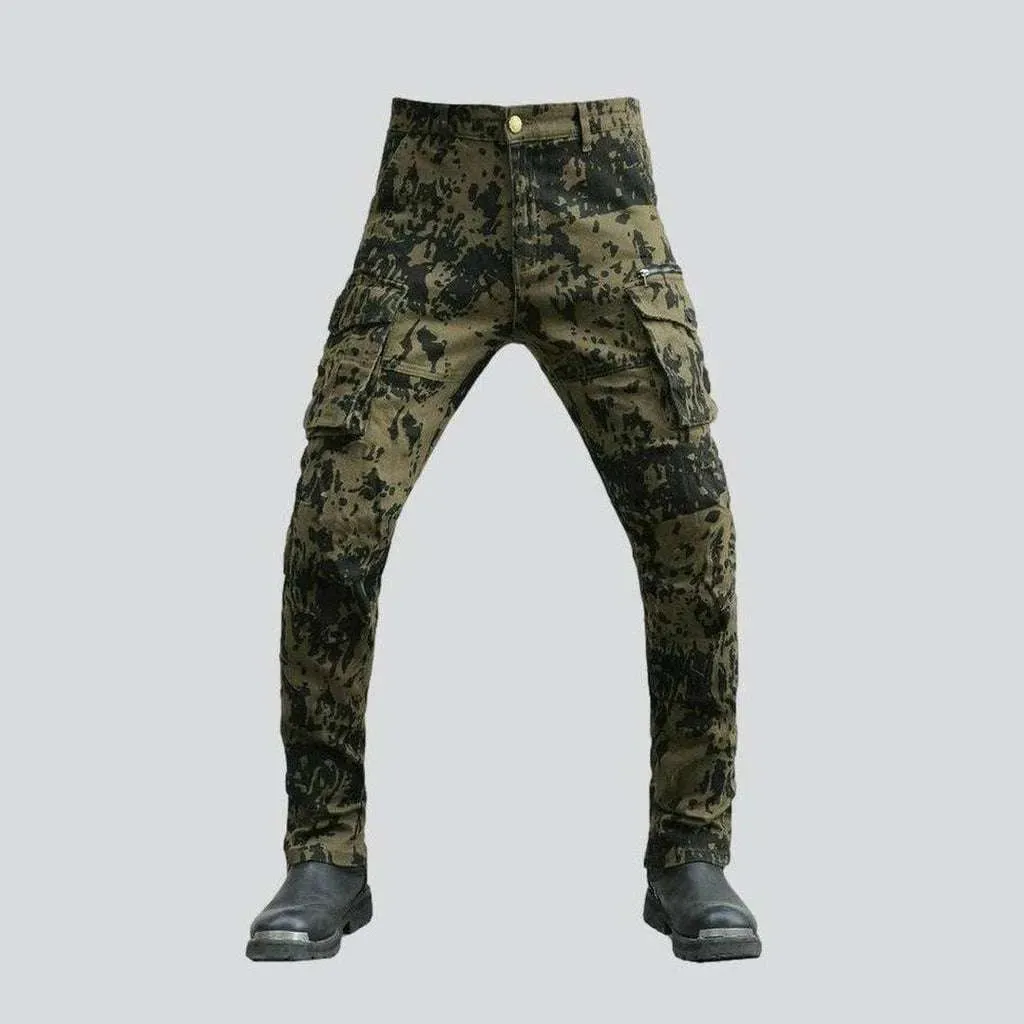 High-quality camouflage biker jeans