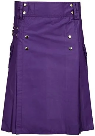 High Quality  Premium Scottish Designer Purple Utility Kilt - American Kilt Crafts