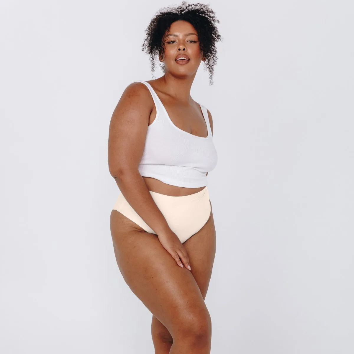 High-Rise Bikini - Seamless Cotton - Vanilla