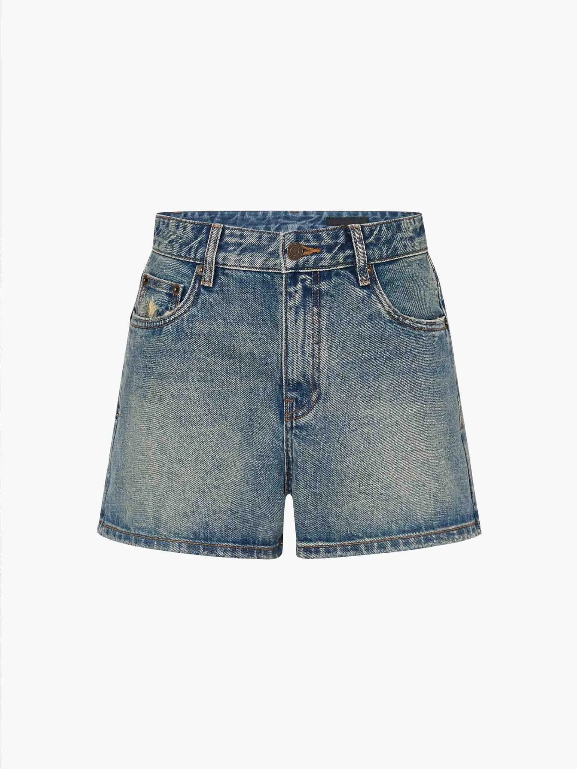 High Rise Denim Shorts