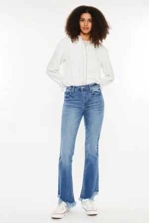 High Rise Frayed Hem Jeans