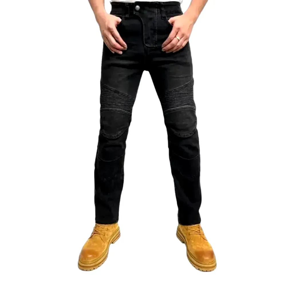 High rise motorcycle men's jeans